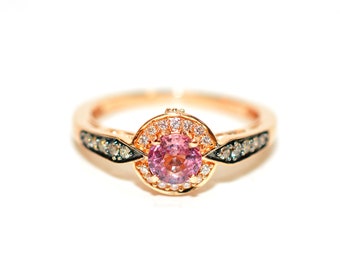 LeVian Natural Padparadscha Sapphire & Fancy Diamond Ring 14K Solid Rose Gold 0.81tcw Engagement Ring Sapphire Ring Cocktail Ring Bridal