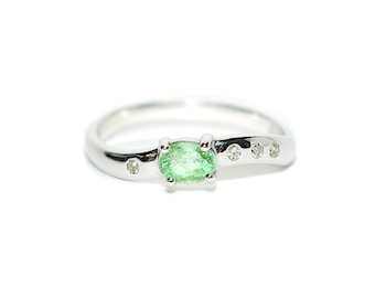 Natural Paraiba Tourmaline & Diamond Ring 14K White Gold .44tcw Gemstone Ring Promise Ring Birthstone Ring Ladies Ring Estate Ring Vintage