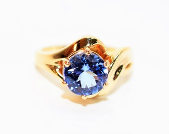 Natural Tanzanite Ring 14K Solid Gold 2.83ct Solitaire Ring Vintage Ring Cocktail Ring Gemstone Ring December Birthstone Ring Fashion Ring