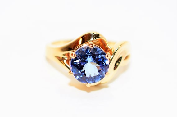 Natural Tanzanite Ring 14K Solid Gold 2.83ct Soli… - image 1