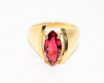 Natural Rubellite Ring 14K Solid Gold 1.92ct Pink Tourmaline Ring Solitaire Ring Cocktail Ring Gemstone Ring Womens Ring Ladies Ring Jewelry