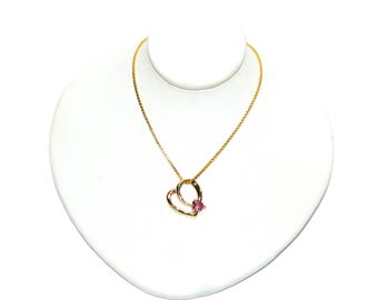 Natural Padparadscha Sapphire Necklace 14K Solid Gold .43ct Heart Necklace Sapphire Necklace Pink Necklace September Birthstone Necklace