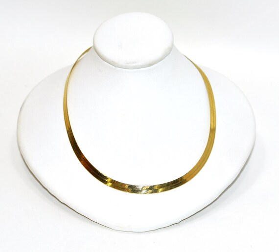14K Solid Gold Herringbone Chain Necklace Gold Neckla… Gem