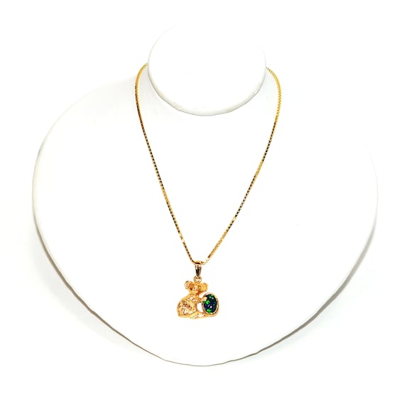 14K Gold Koala Necklace: Natural Australian Black Opal Pendant - Etsy