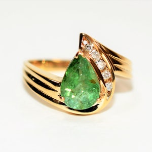 Natural Paraiba Tourmaline & Diamond Ring 14K Solid Gold 1.61tcw Gemstone Ring Womens Ring Statement Ring Cocktail Ring Vintage Fine Jewelry
