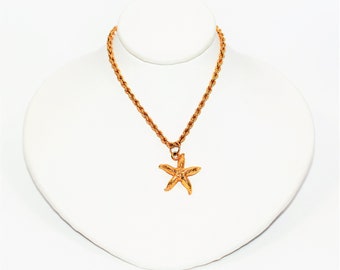 Starfish Necklace 14K Solid Gold Pendant Necklace Nautical Necklace Beach Necklace Coastal Necklace Tropical Necklace Gold Necklace Estate