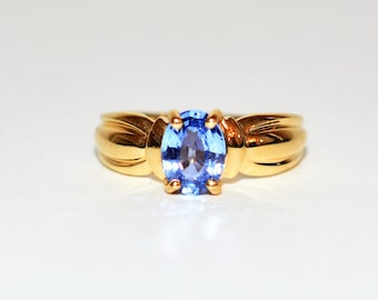 Certified Natural Tanzanite Ring 14K Solid Gold 1.58ct Solitaire Ring Vintage Ring December Birthstone Ring Estate Jewelry Jewellery