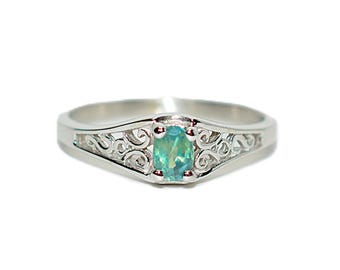 Natural Alexandrite Ring 10K Solid White Gold .32ct Solitaire Ring Vintage Ring Estate Ring Filigree Ring June Birthstone Ring Jewellery