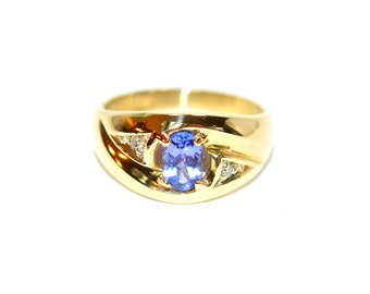 Natural Tanzanite & Diamond Ring 10K Solid Gold .89tcw Men's Ring Gentlemen's Ring Gents Ring Vintage Ring Cocktail Ring Statement Ring