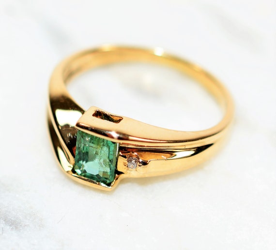 Natural Paraiba Tourmaline & Diamond Ring 10K Sol… - image 7