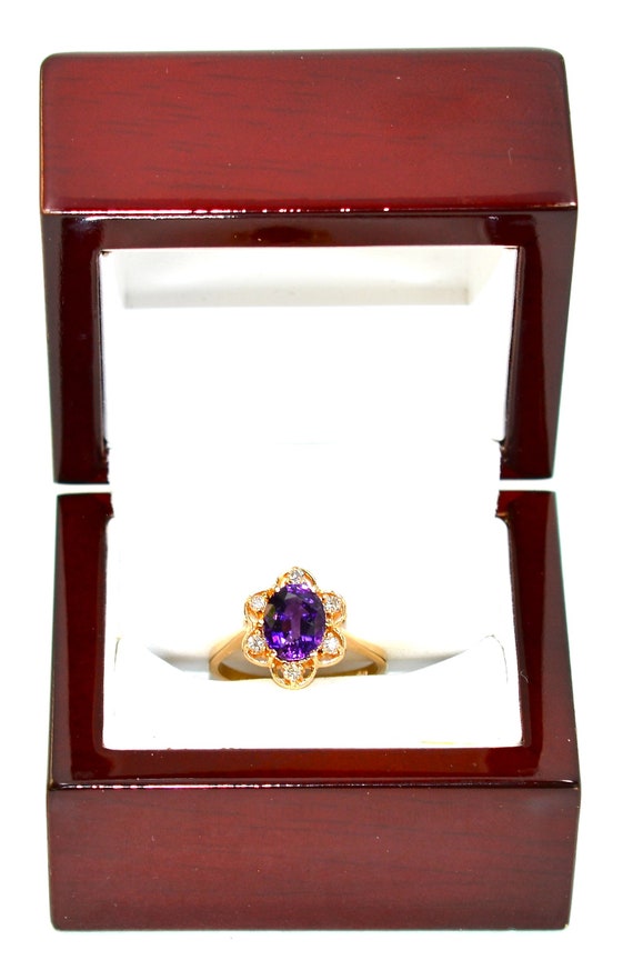 14K Gold Amethyst Diamond Ring: February Birthsto… - image 10
