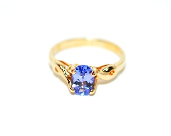 Natural Tanzanite Ring 10K Solid Gold .82ct Solitaire Ring Statement Ring Vintage Ring Estate Jewelry Vintage Jewellery Birthstone Ring