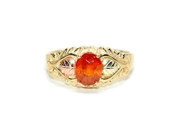 Natural Spessartine Garnet Ring 10K Solid Gold 2.07ct Mandarin Garnet Fanta Garnet Orange Ring Black Hills Gold Solitaire American Made USA