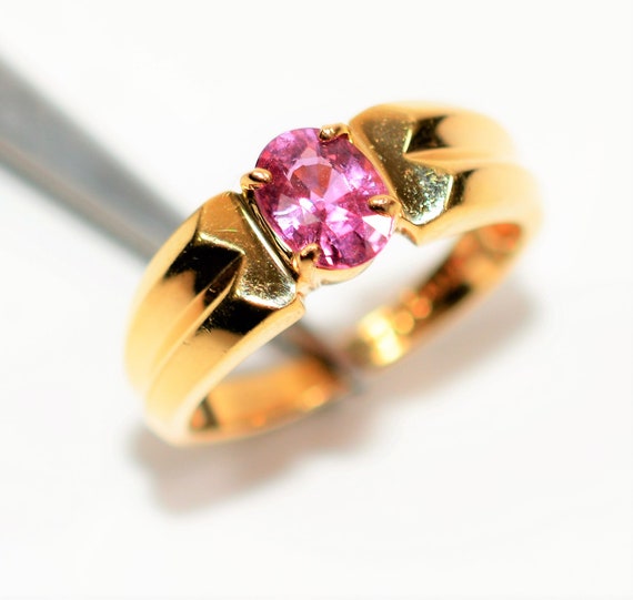 Natural Padparadscha Sapphire Ring 14K Solid Gold… - image 4