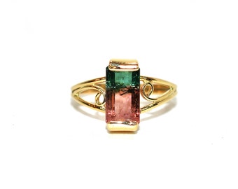 Natural Watermelon Tourmaline Ring 14K Solid Gold 2.31ct Solitaire Ring Gemstone Ring Women's Ring Ladies Ring Statement Ring Cocktail Ring