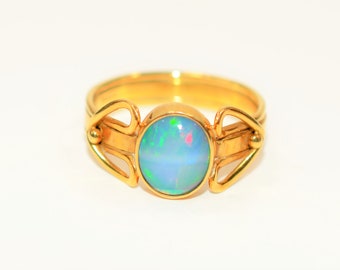 Opex Natural Black Opal Ring 18K Solid Gold 1.70ct Lightning Ridge Opal Ring Solitaire Ring Vintage Ring Birthstone Ring Estate Ring Jewelry