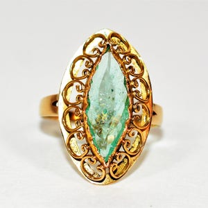 Natural Paraiba Tourmaline Ring 14K Solid Gold 2.38ct Art Deco Ring Solitaire Ring Womens Ring Cocktail Ring Birthstone Ring Vintage Jewelry