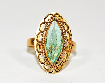 Natural Paraiba Tourmaline Ring 14K Solid Gold 2.38ct Art Deco Ring Solitaire Ring Womens Ring Cocktail Ring Birthstone Ring Vintage Jewelry