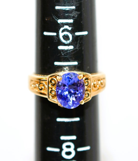 Certified Natural Tanzanite Ring 14K Solid Gold 2… - image 8