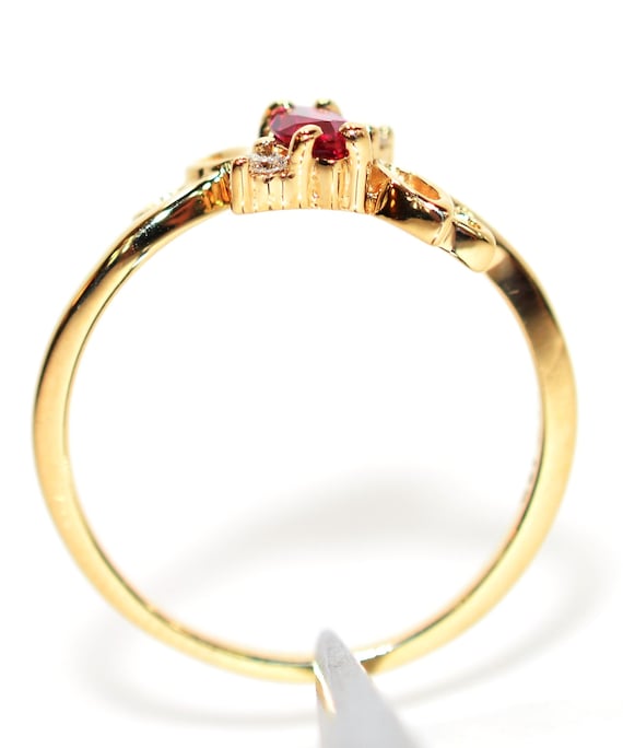 14K Gold Ruby Diamond Ring: .36 tcw Gemstone Cock… - image 3