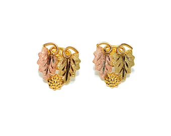 Black Hills Gold Earrings 10K Gold Earrings Stud Earrings Vintage Earrings South Dakota Earrings American Earrings Tri Color Earrings