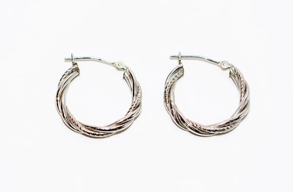 Hoop Earrings 14K Solid White Gold Earrings 19.50… - image 1