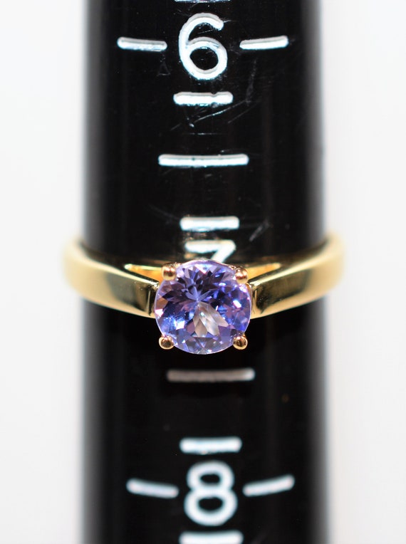 Natural Tanzanite Ring 14K Solid Gold .91ct Solit… - image 7