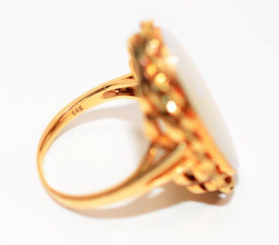Natural Ethiopian Opal Ring 14K Solid Gold 25mm P… - image 4