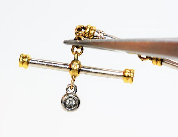 Natural Diamond Bracelet 18K Solid Gold .06ct Ten… - image 3