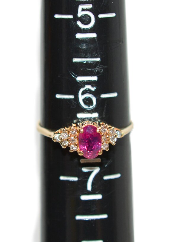 Vintage 14K Gold Ruby Diamond Ring: July Birthsto… - image 7