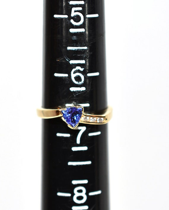 Natural Tanzanite & Diamond Ring 14K Solid Gold .… - image 7