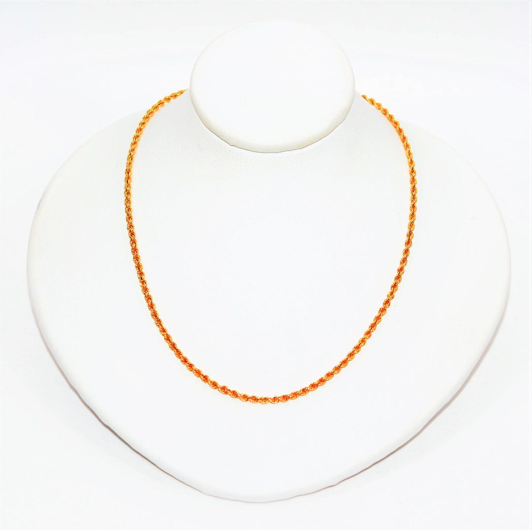 14K Solid Gold Twist Rope Chain Necklace 24 1.75mm 7.2 Grams Extra Long