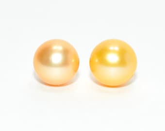 Natural South Sea Pearl Earrings 14K Solid Gold Earrings Solitaire Stud Earrings Gold Pearl Statement Earrings Vintage Earrings Estate