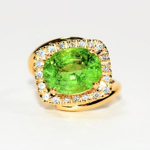 Natural Paraiba Tourmaline & Diamond Ring 18K Solid Gold 4.94tcw Gemstone Jewelry Statement Ring Cocktail Ring Fine Jewellery Birthstone