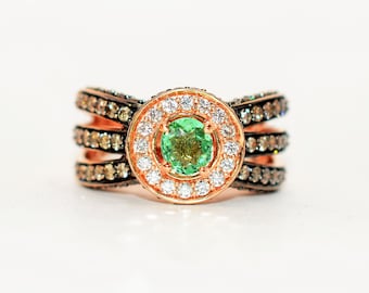 LeVian Natural Paraiba Tourmaline & Fancy Diamond Ring 14K Rose Gold Color 2.21tcw Pave Cocktail Statement Estate Jewelry Engagement Bridal