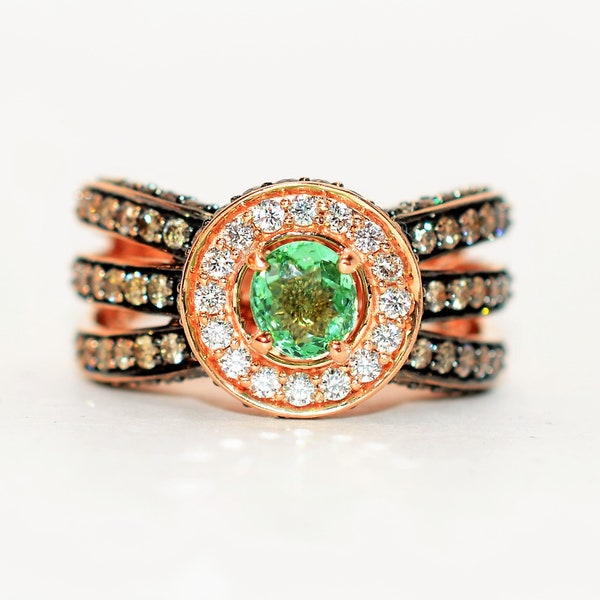 LeVian Natural Paraiba Tourmaline & Fancy Diamond Ring 14K Rose Gold Color 2.21tcw Pave Cocktail Statement Estate Jewelry Engagement Bridal