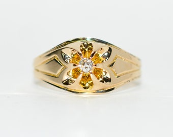 Natural Diamond Ring 10K Solid Gold .12ct Solitaire Ring Men's Ring Statement Ring Cocktail Ring Vintage Ring Estate Ring Estate Jewelry
