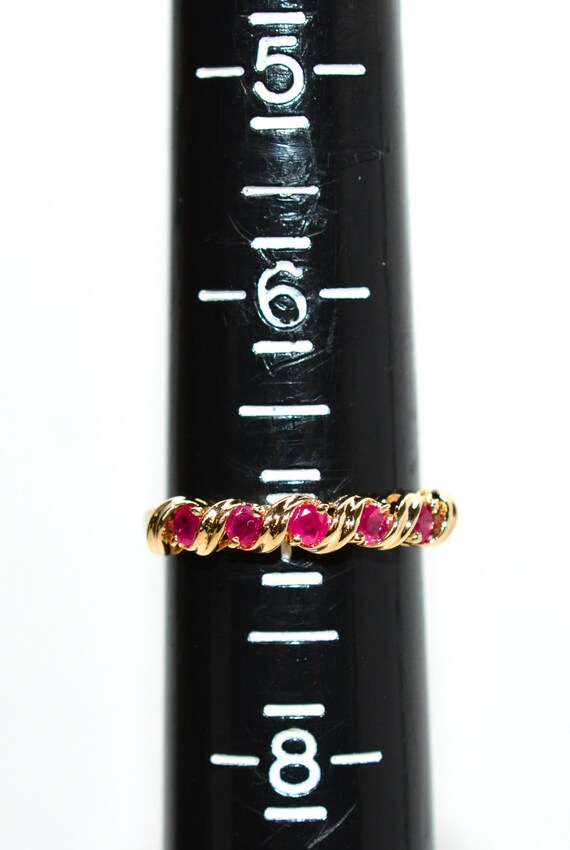 14K Gold Natural Ruby Ring Band: July Birthstone … - image 7