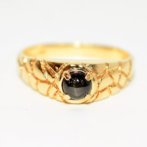 Natural Star Sapphire Ring 10K Solid Gold .50ct Ring Solitaire Ring Gemstone Ring Cocktail Ring Statement Ring Men&#39;s Ring Fine Vintage Ring