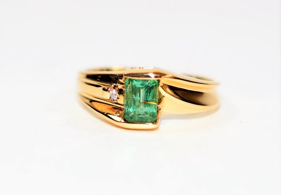 Natural Paraiba Tourmaline & Diamond Ring 10K Sol… - image 1
