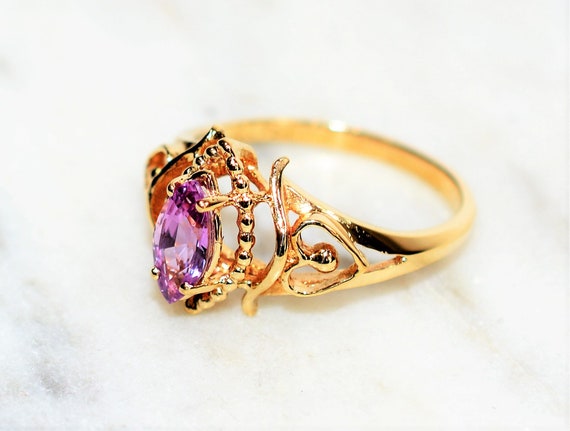 Natural Padparadscha Sapphire Ring 10K Solid Gold… - image 7