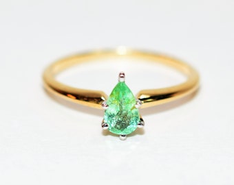 Natural Paraiba Tourmaline Ring 14K Solid Gold .51ct Engagement Ring Gemstone Ring Solitaire Ring Birthstone Ring Stackable Ring Promise