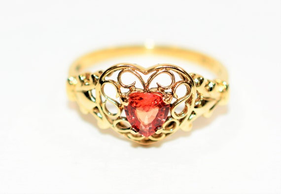 Natural Padparadscha Sapphire Ring 10K Solid Gold… - image 1