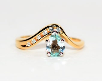 Certified Natural Paraiba Tourmaline & Diamond Ring 14K Solid Gold .79tcw Fine Gemstone Women's Statement Estate Jewelry