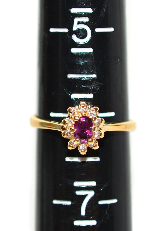 Vintage Ruby Diamond Ring, 14K Gold July Birthsto… - image 12