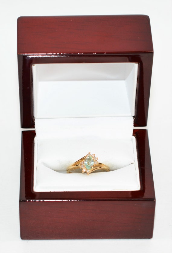 Natural Paraiba Tourmaline & Diamond Ring 14K Sol… - image 10