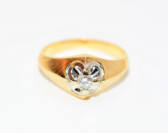 Natural Diamond Ring 14K Solid Gold .25ct Solitaire Ring Men's Ring Statement Ring Cocktail Ring Vintage Ring Estate Ring Estate Jewelry