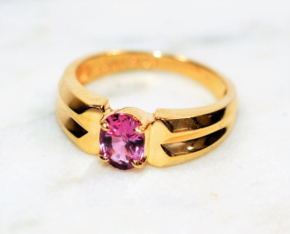 Natural Padparadscha Sapphire Ring 14K Solid Gold… - image 7