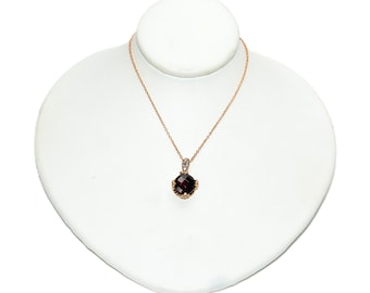 LeVian Natural Rhodolite Garnet Necklace 14K Rose Gold 2.17tcw Raspberry Garnet Designer Pendant Estate Jewelry Le Vian Necklace