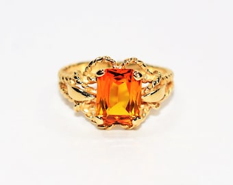 Natural Honey Citrine Natural 14K Gold 1.92ct Gemstone Ring Solitaire Ring Statement Ring Birthstone Ring Orange Ring Vintage Ring Estate